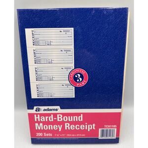 Adams Hard-Bound Money Receipt Book, 3-Part Carbonless 200 Sets Book